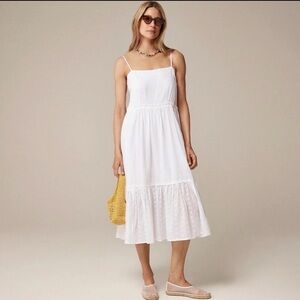 J crew White linen cotton blend sorento dress